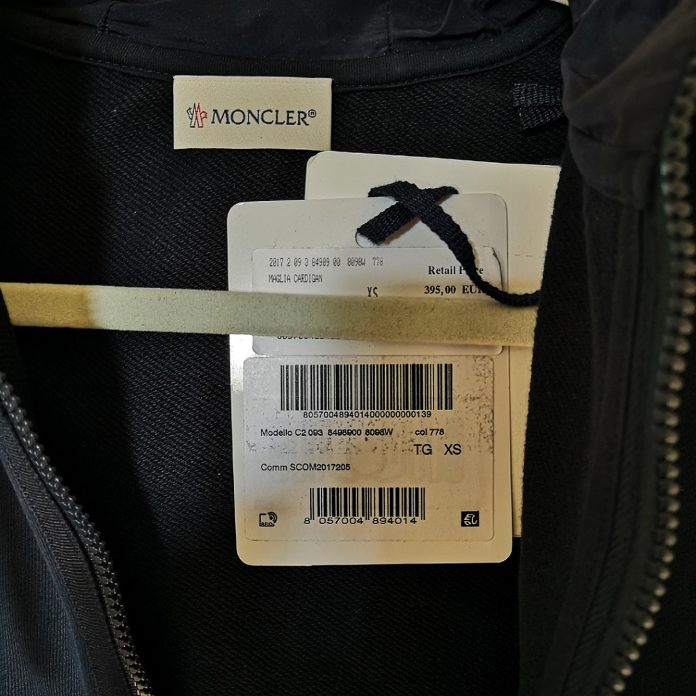 SOLD! NWT Moncler Navy Zip Maglia Logo Hoodie XS - Picture 4 of 5